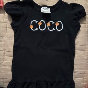 Black Kids Tee with Coco Fall Design